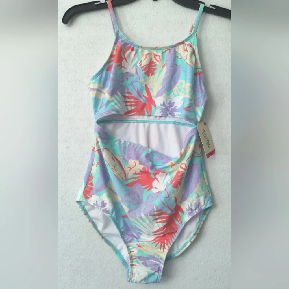 Salt Life Youth Girl’s Tropical Flowers Print One Piece‎ Swimsuit NWT Size Y16